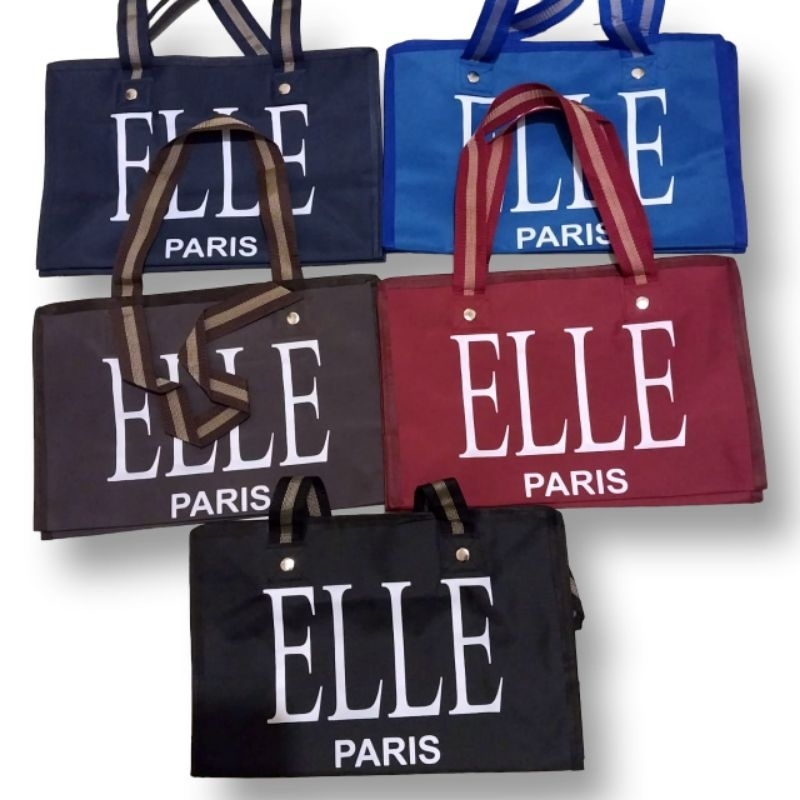 Shopping Bag Tas Belanja Lipat Serbaguna Elle Paris Tas Travel Mudik wadah Baju Tas Loundry Cucian Tas Serut Tote Bag Tas Belanja Kain Lipat Anyaman Karung Ukuran Kecil Sedang super Jumbo