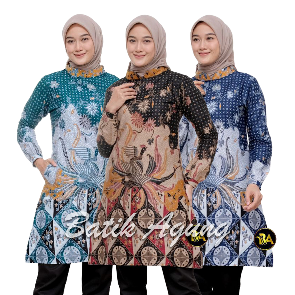 Baju Tunik Batik Kerja Kondangan Wanita Kekinian / Seragam Batik Pegawai Guru Wanita Modern Cantik