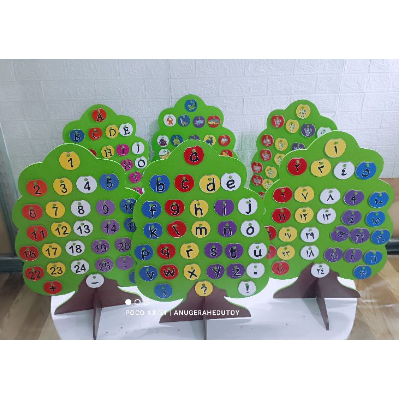 Mainan Edukasi Anak Pohon Kayu Huruf Abjad Angka Dan Huruf Hijaiyah