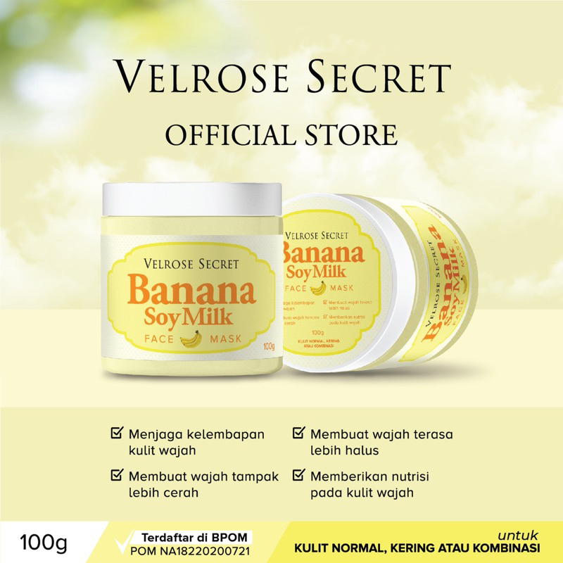 Lulur Wajah Velrose Secret Nature Organic Banana Soymilk