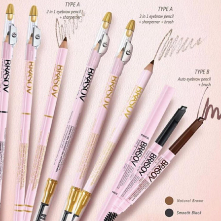 BRASOV Eyebrow Pencil Type A 2in1 / 3in1 | Pensil Alis Sikat Peraut HALAL