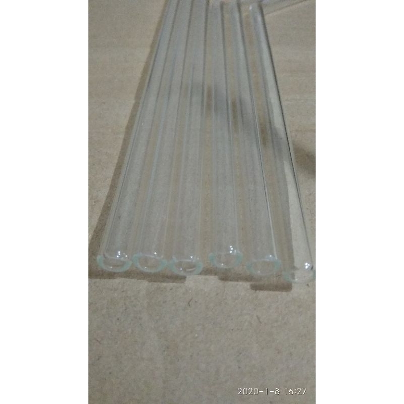 Sedotan kaca/ pipa kaca p y r e x diameter 7mm tebal 1mm isi 100pcs grosir