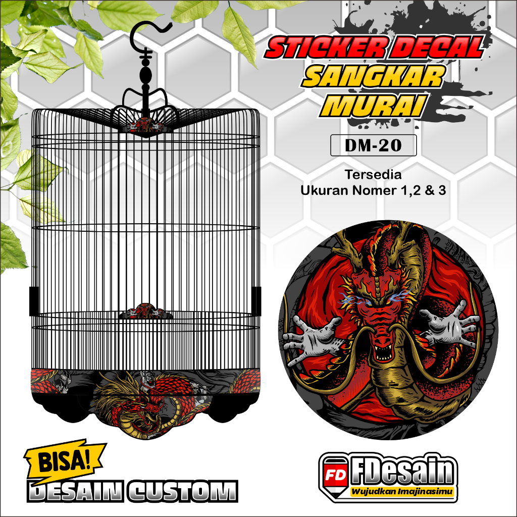 Decal Tebok Sangkar Murai Motif Naga EBOD JAYA ORIQ RADJA