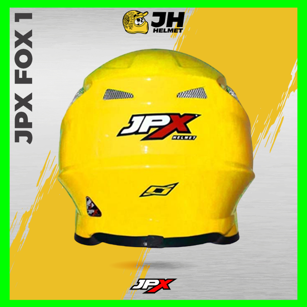 Helm JPX Cross Fox1 Solid Yellow Fluo Gloss | Fox 1 Trail | Helm Full Face | JUAL HELM