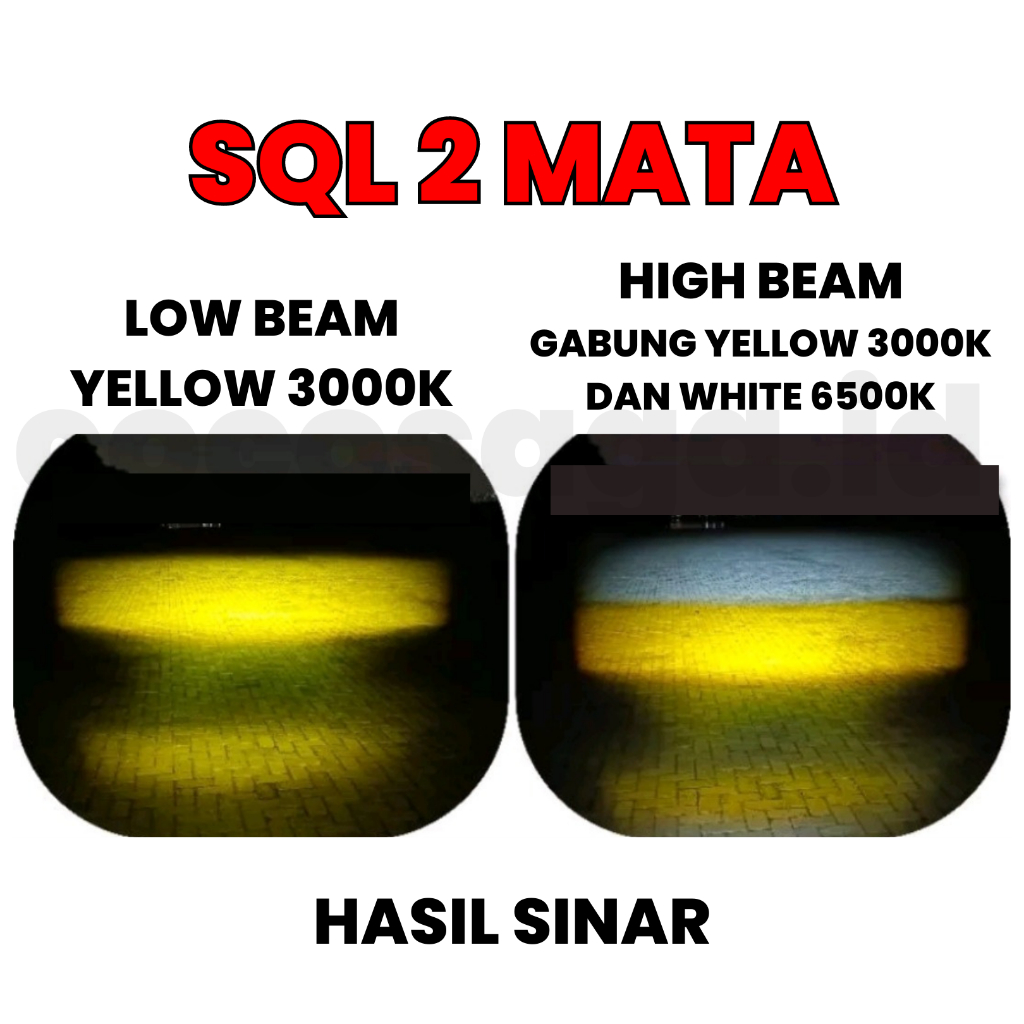 Lampu Tembak Laser LED / Foglamp LED D3 SQL 2 mata (Putih Kuning Hi/Lo) 12v 20watt - High Power , Super Terang dan Lebar