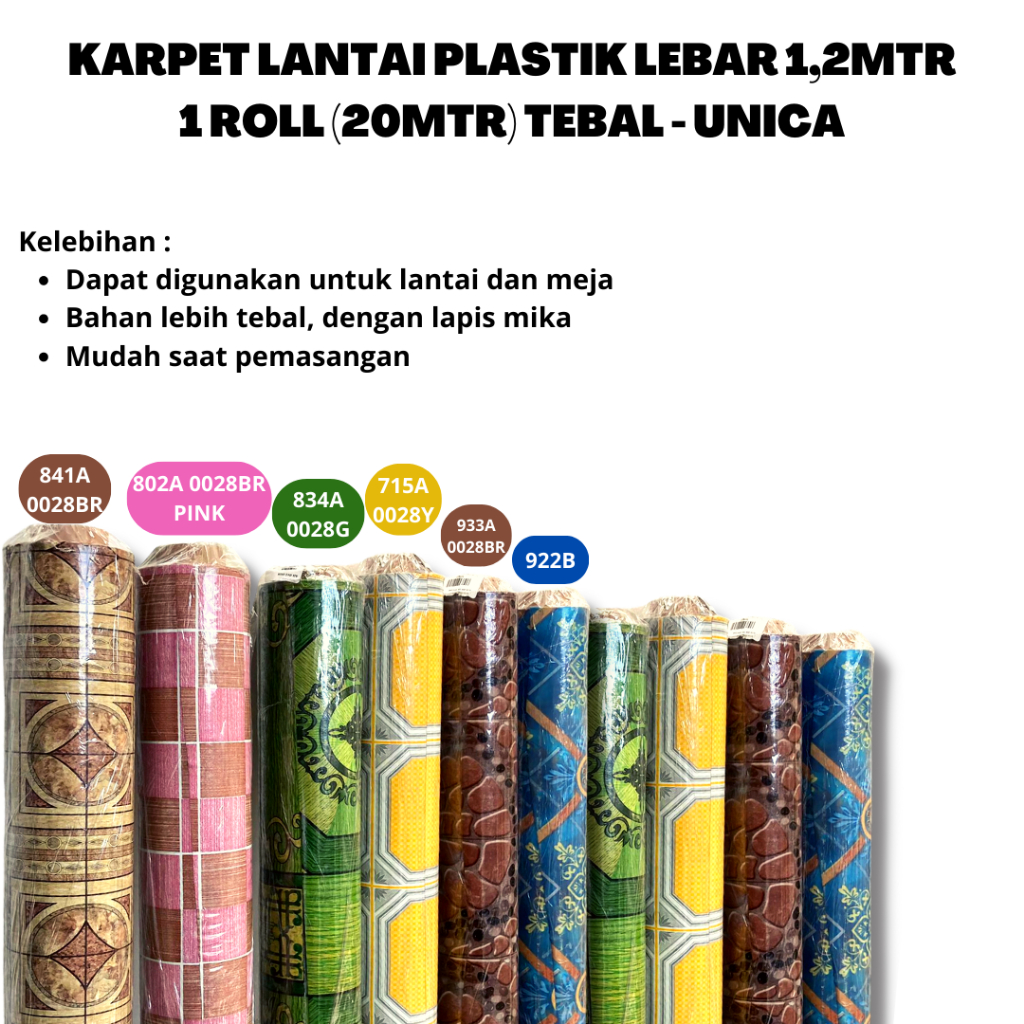 KARPET PLASTIK 1.2m X 20m UNICA /MEJA/ KARPET LANTAI VINYL PLASTIK (ROLL)