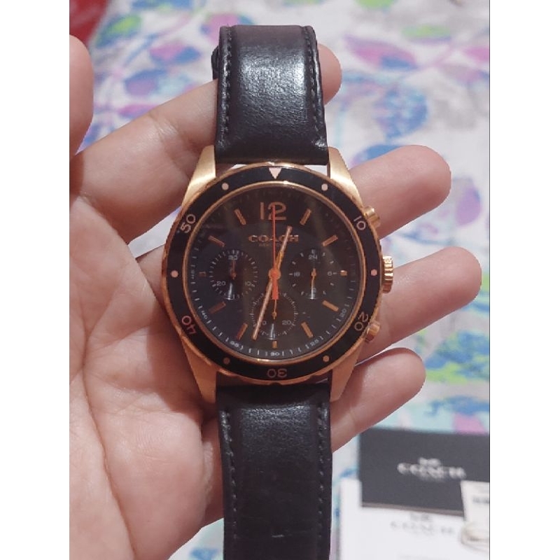 Preloved Coach Sullivan Black Strap Chronograph Men's Watch 14602087
