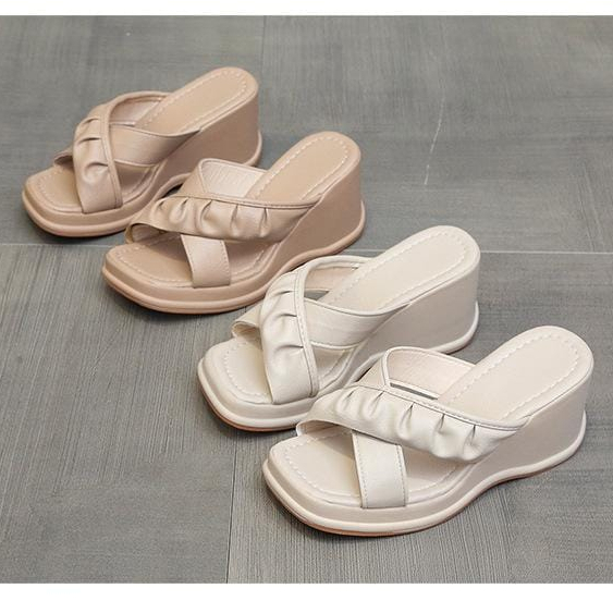 TBIG [COD] Sandal Wanita CHERRY Wedges Import Korea Style Santai Wanita Remaja