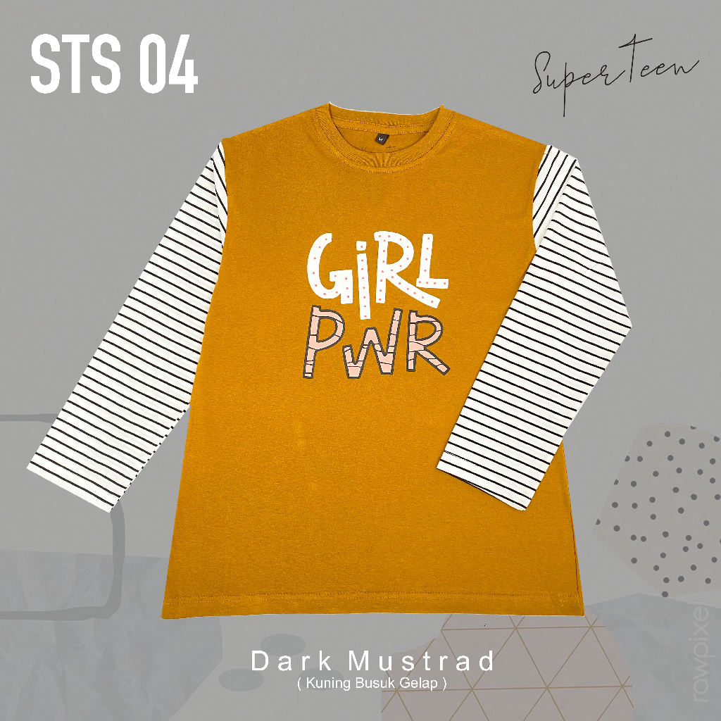 BAJU ANAK PEREMPUAN TANGGUNG REMAJA / KAOS ANAK PEREMPUAN TANGGUNG REMAJA / PAKAIAN ANAK CEWEK KAOS ANAK CEWEK LENGAN PANJANG GIRL POWER STRIPE BRAND SUPERTEEN 9 - 14 TAHUN