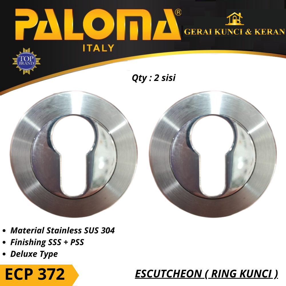 PALOMA ECP 372 RING KUNCI BULAT STAINLESS ESCUTCHEON DELUXE COVER TUTUP CYLINDER KUNCI PSS+SSS