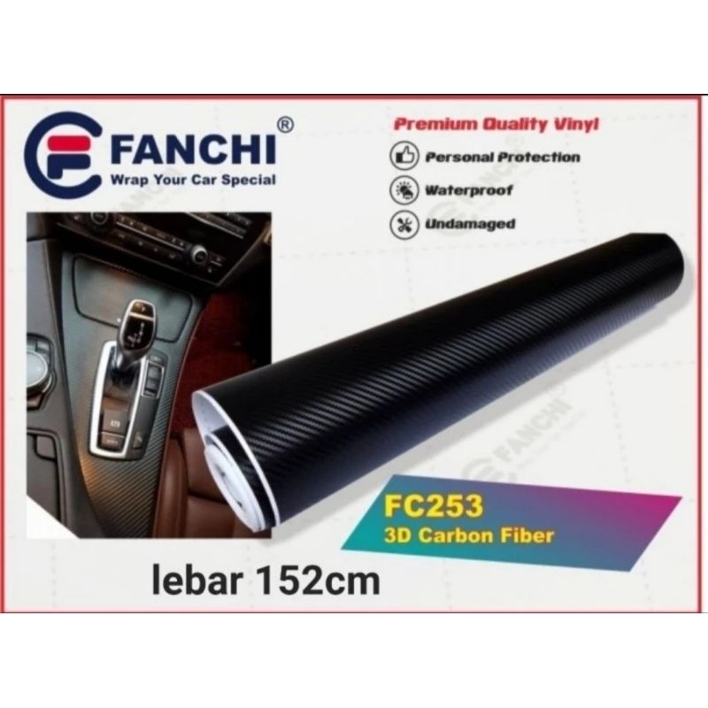 ROLL Sticker Fanchi FC253 3D Carbon Fiber Black Lebar 152cm x 30m ROLL