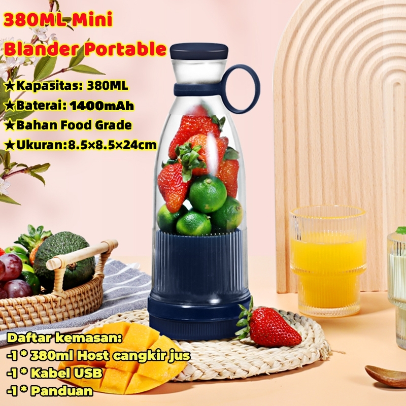 COD 380ML Portable Blender Mini Juicer Stainless 6 Mata Pisau Blander Jus Buah Port Charger USB Electric Blender