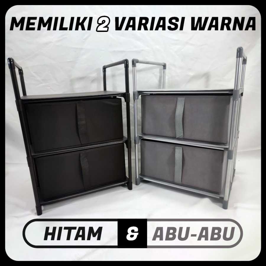 Penyimpanan Barang Lemari Kecil Storage Warna Simple Rak Storage-BLACK