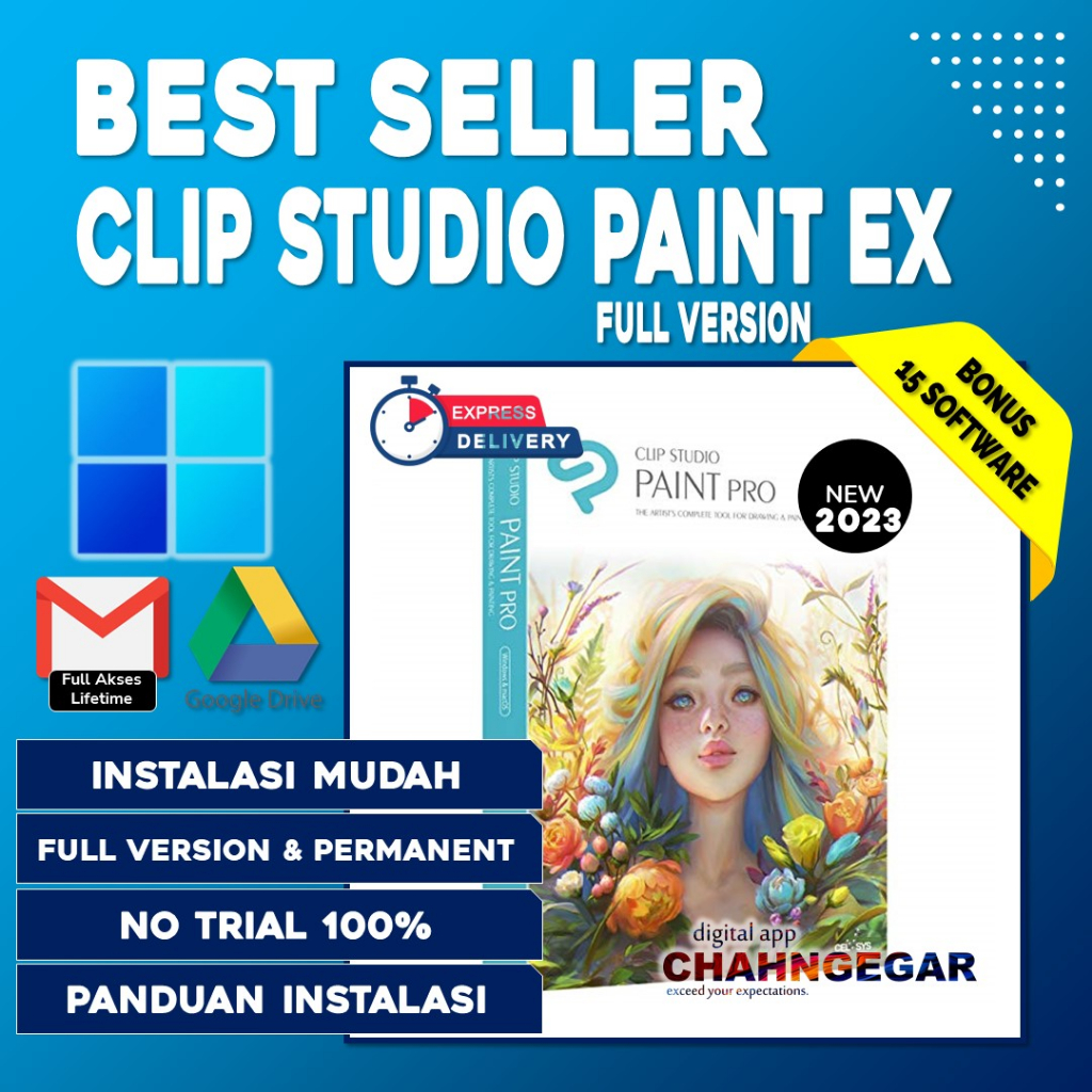 Clip Studio Paint Ex 2023 Pro + Material Content Software Drawing dan Painting Model Komik