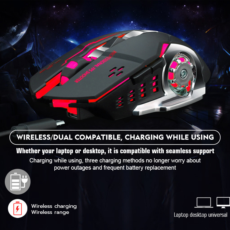 【COD】Viqoo Mouse Game MG01 Wireless Mouse 7 Color RGB Light Esport Mouse - T2