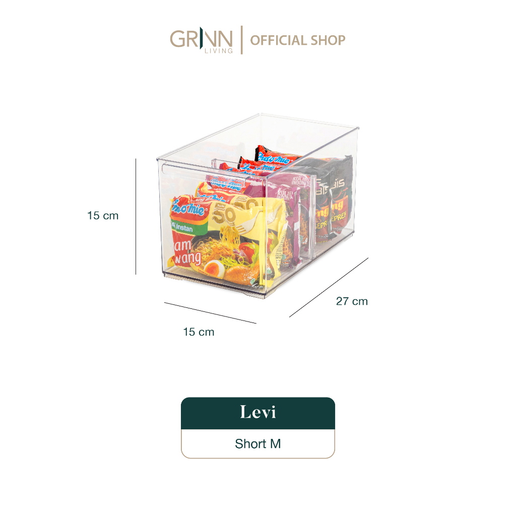 GRINN LIVING Levi Short Small Storage Organizer Kotak Bening / Transparan / Wadah / Tempat Penyimpanan Snack / Cemilan / Bumbu Dapur / Serbaguna / Aesthetic