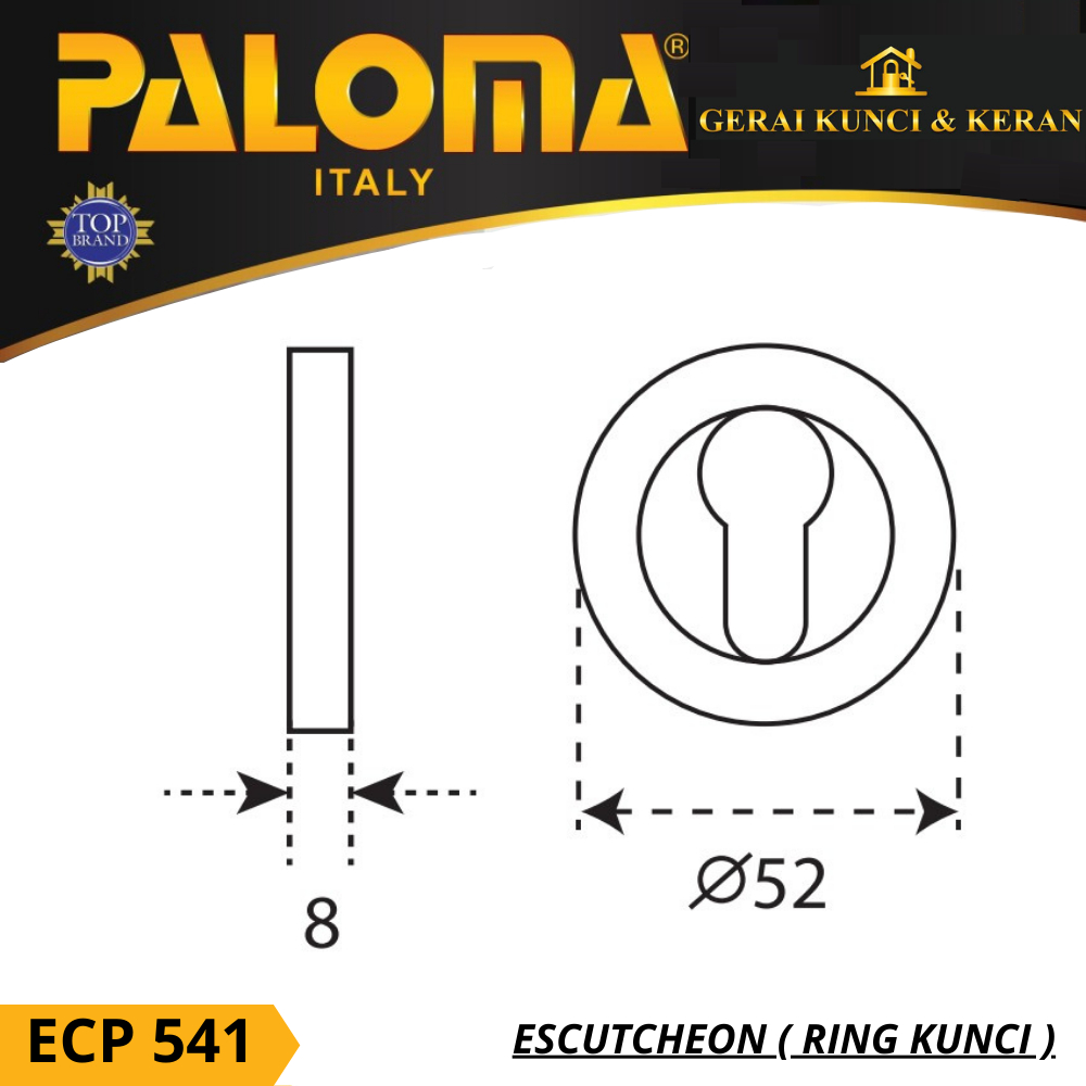 PALOMA ECP 541 RING KUNCI BULAT ESCUTCHEON PREMIUM COVER TUTUP CYLINDER KUNCI STAINLESS