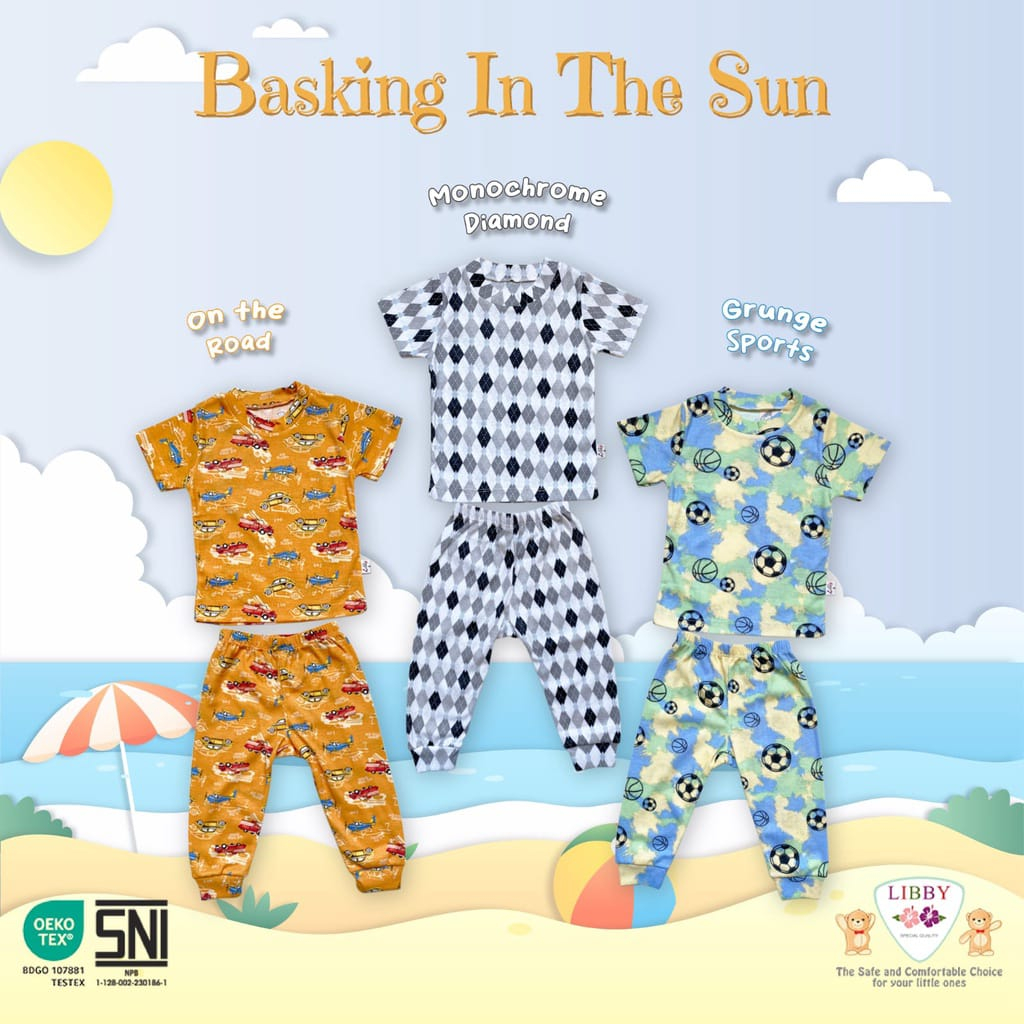 LIBBY 3 Stelan Oblong  Gardens By The Joy / Happy Farm Cotton Rib Pendek - Celana Panjang Arevyonlineshop