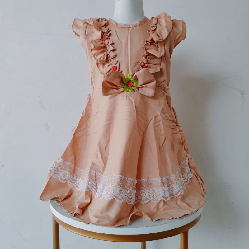 Dress Anak 2 3 4 5 Tahun cewek perempuan Terbaru Motif bungarempel (Dress Hindi)