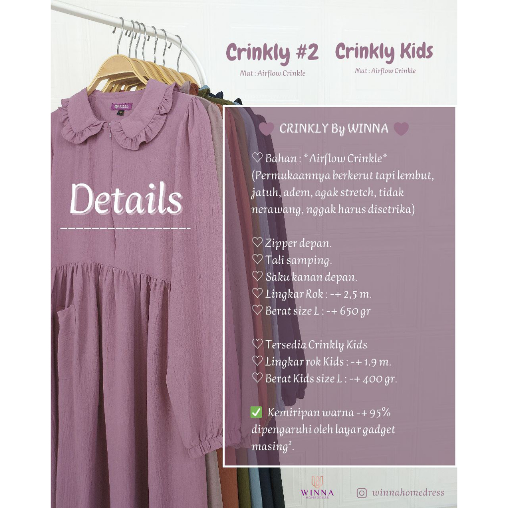 CRINKLY #2 KIDS by WINNA klambie akhwat | Airflow Crinkly