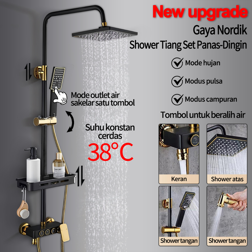 Shower Kamar Mandi 1 Set + Kran Cabang/Shower Mandi Set Stainless/Mandi Shower Set Full Stainless Sh