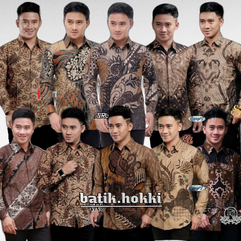 Batik Hokki-Batik Pria Coklat Mocca Kemeja Cowok Lengan Panjang Premium Modern Size M L XL XXL Terla
