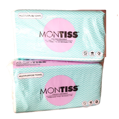 Tisu Montiss 150s / Hand Towel Tissue 150 Sheets 1 Ply Lembut Halus