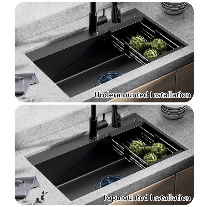 [COD] Lapisan Nano Paket Lengkap Kitchen Sink 6045 BLACK /Bak Cuci Piring Stainless 6045 HITAM