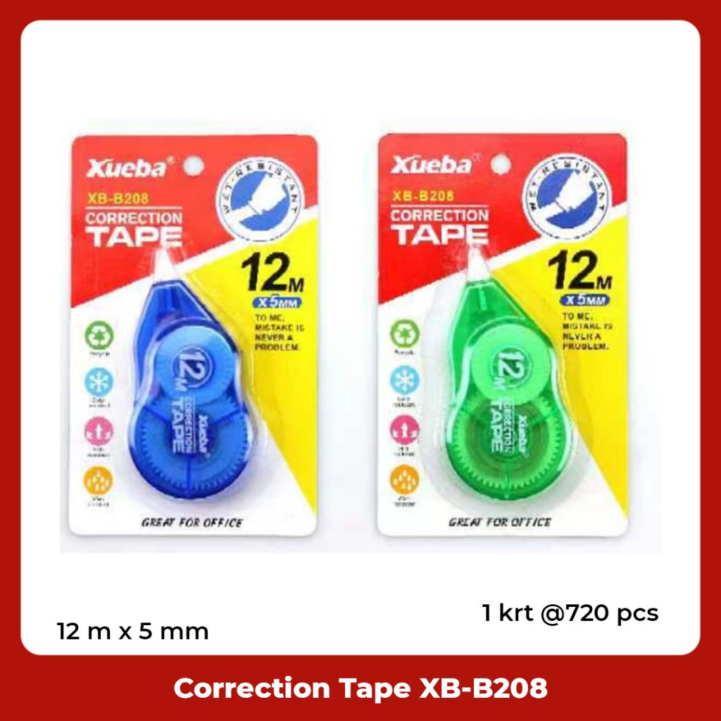 Correction Tape / Stipo Kertas / Tipe-X Roll Xueba 12m x 5mm XB-B208