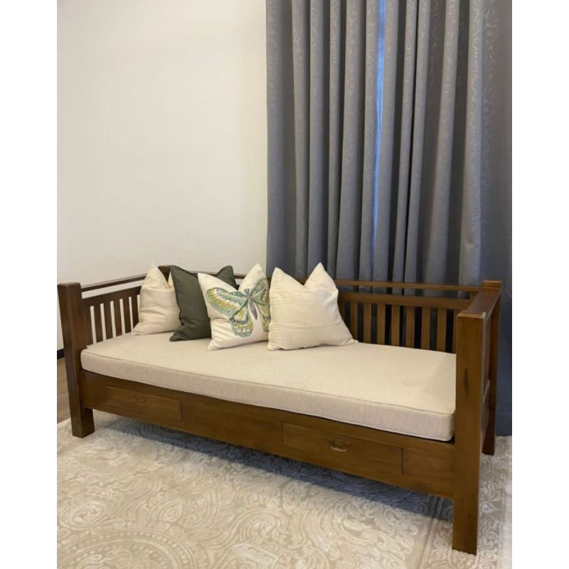 Bangku Bale bale Daybed minimalis Jati + Matras Busa ( daybed murah,bangku jati,kursi jati )