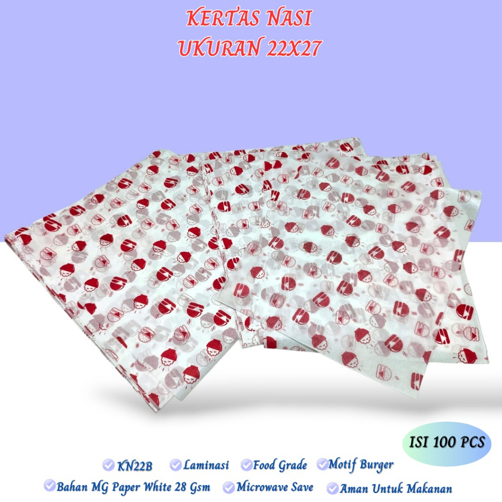 Kertas Burger Motif (Isi 100 Pcs-KN22B)