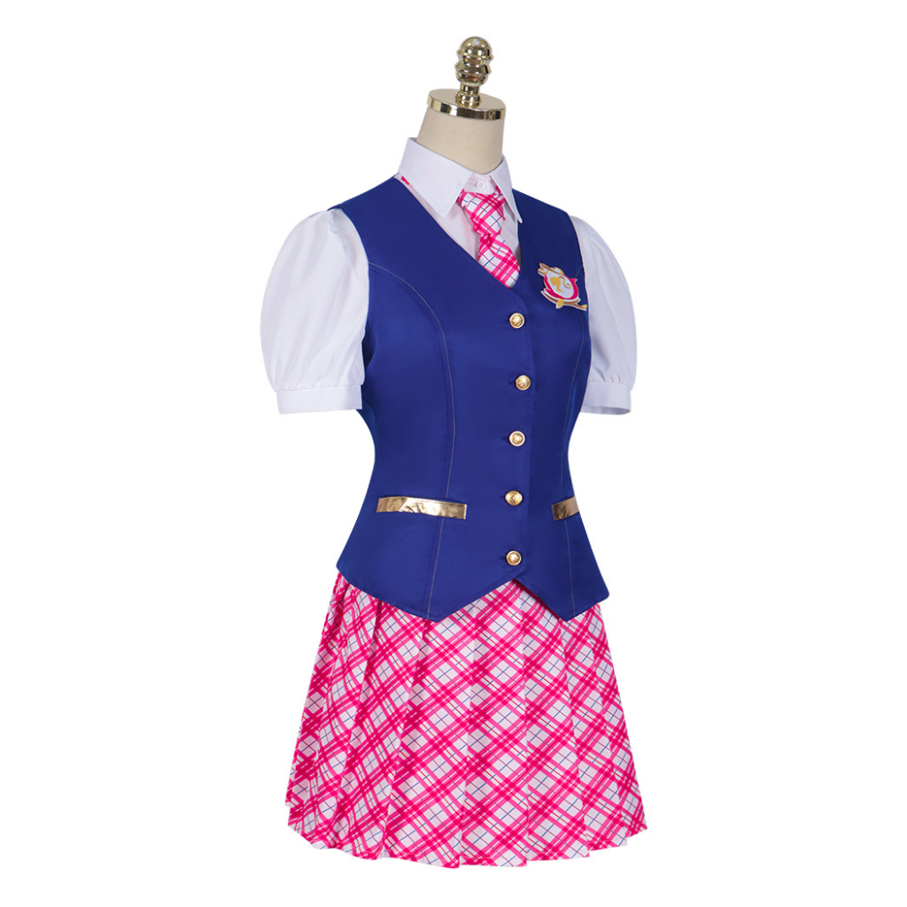 [QTakasi]  Movie Barbie cos suit princess college school uniform Delancey Barbie dress leggings cosplay costume
