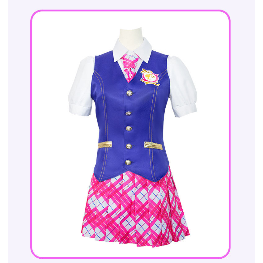 [QTakasi]  Movie Barbie cos suit princess college school uniform Delancey Barbie dress leggings cosplay costume