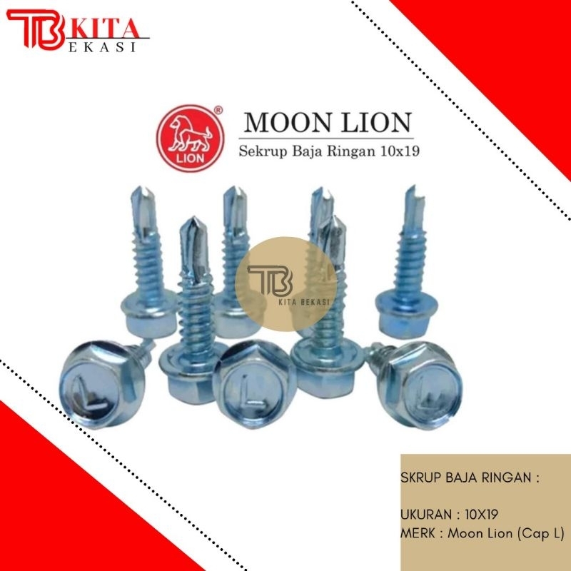 BAUT BAJA RINGAN 10x19 (2 cm) MOON LION / BAUT ROOFING 10x19 (2cm) MOON LION / SEKRUP BAJA RINGAN 2 