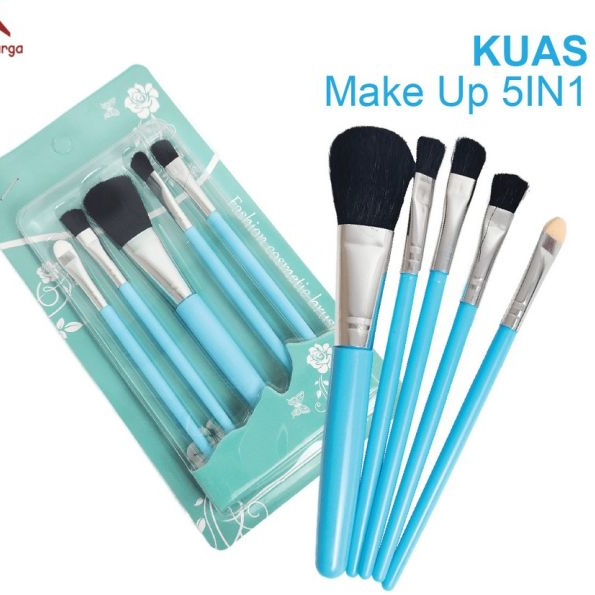 Paket Kuas Make Up Set 5 IN 1 Mini Travel / Brush Eye Shadow Foundation Blusher Tools  Kuas Make Up Set