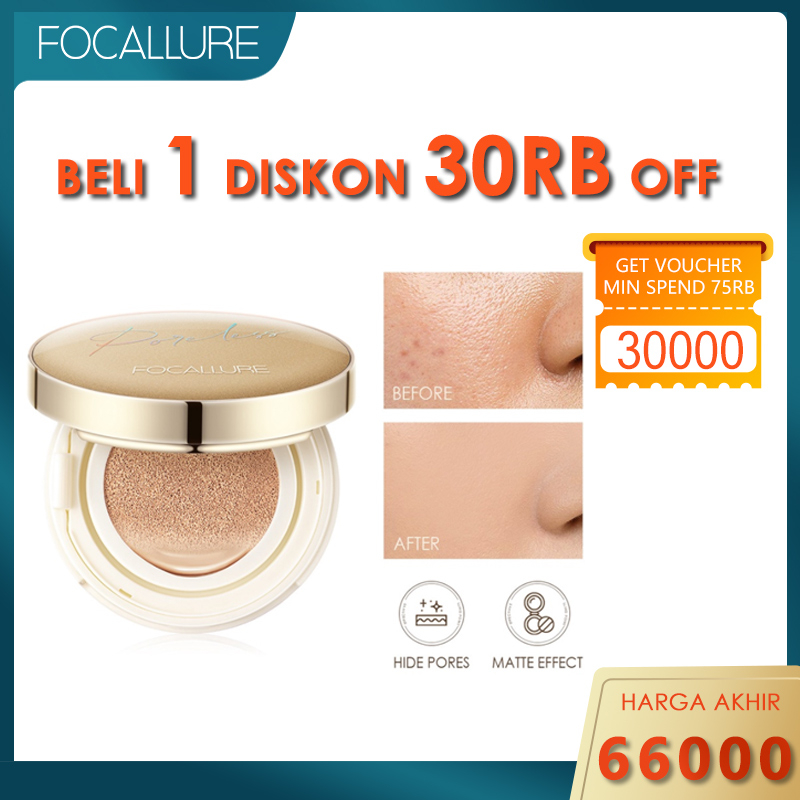 Focallure Matte Poreless BB Cushion Full Coverage Soft Plant Extracts Waterproof Foundation #GoldenAge