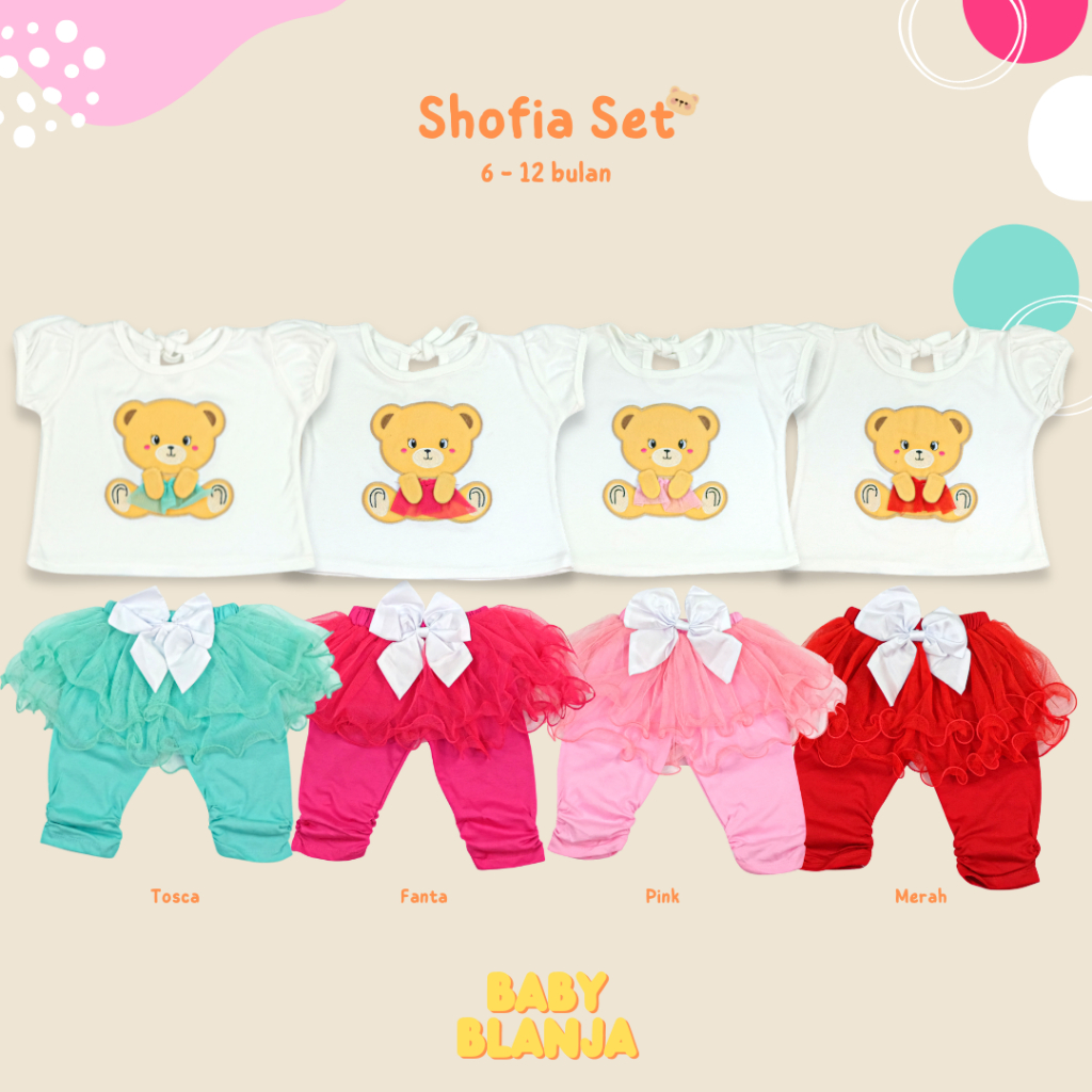Baju Bayi Perempuan 6 12 Bulan Shofia Set