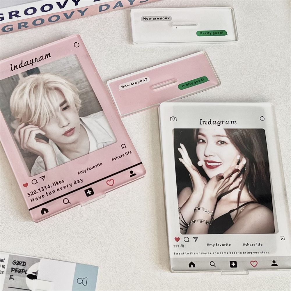 Bingkai Foto INS Bingkai Foto Akrilik 3 inci Idola Photocard Photocard Emoji Display Holder Dekorasi Desktop Kreatif