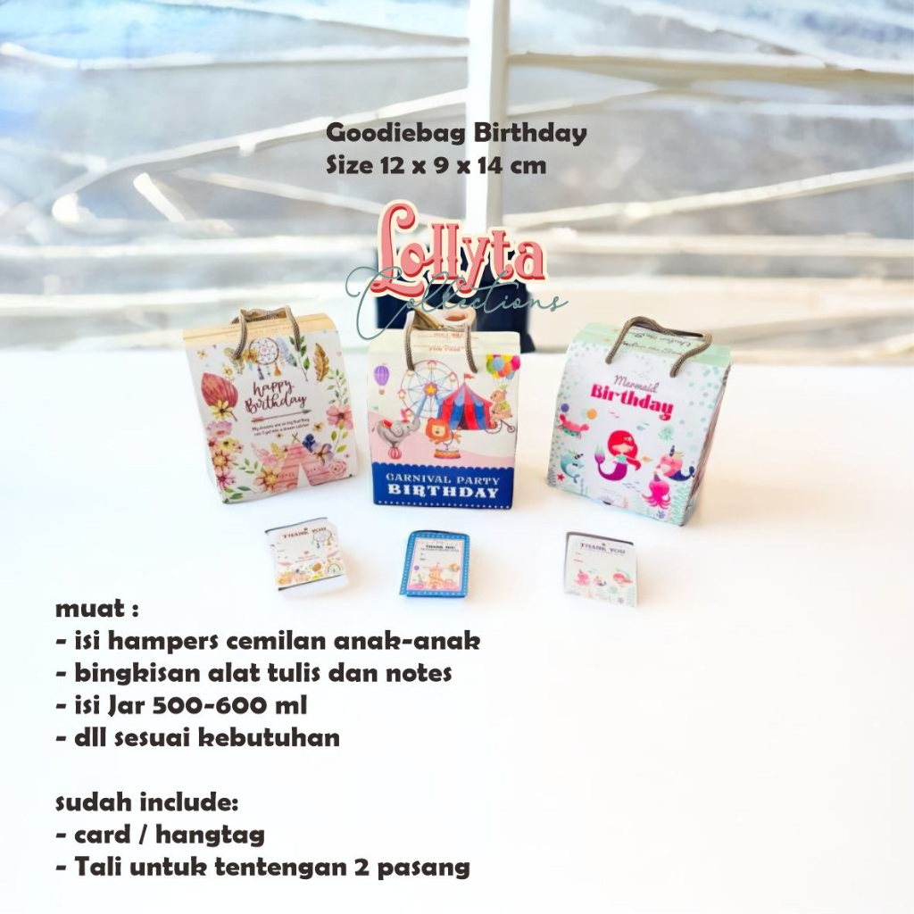 

Goodiebag Birthday / Box Ulangtahun size 12 x 9 x 14 cm