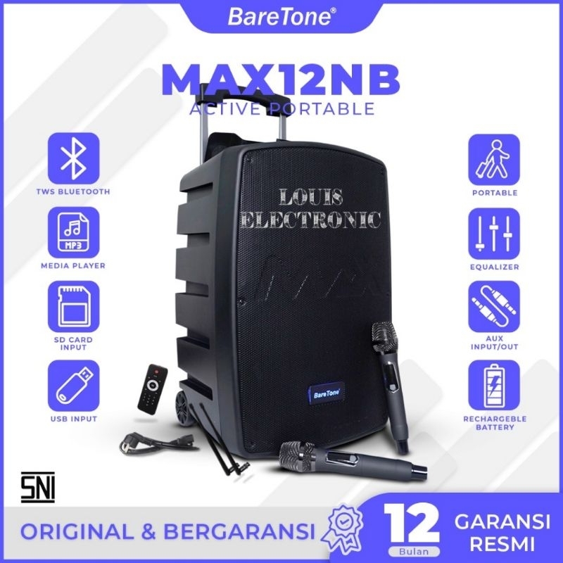 Speaker Portable BareTone MAX12NB 12NB 12 Inch Key Control 500 Watt ORIGINAL