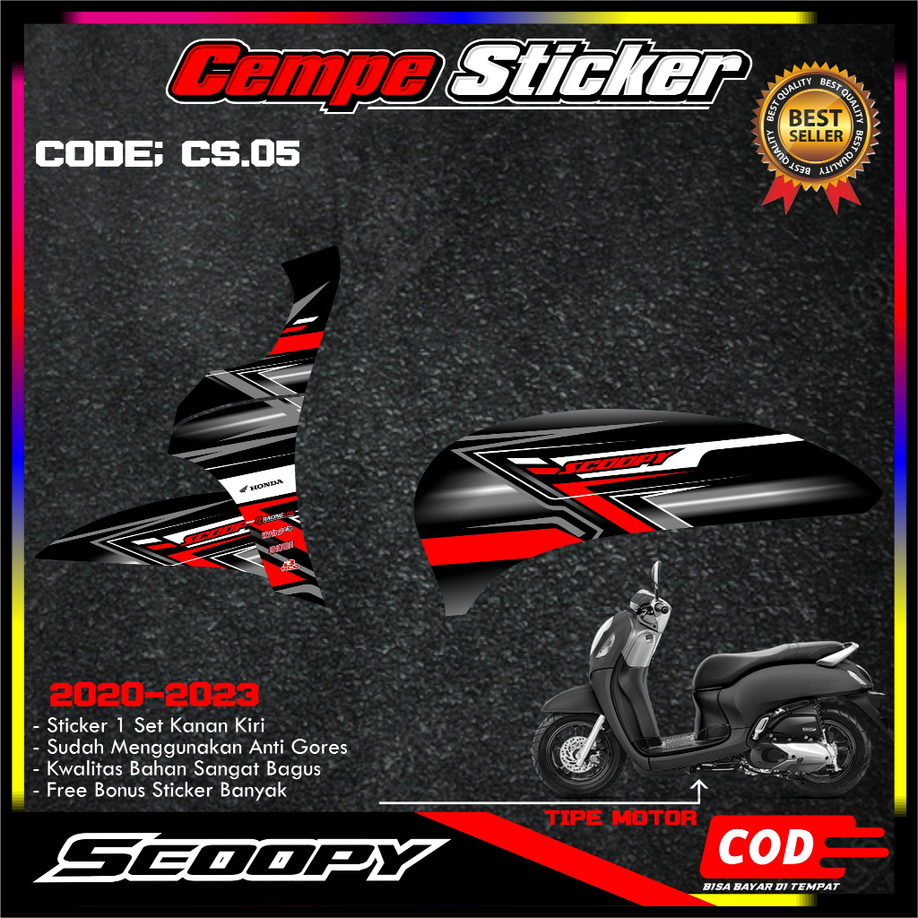 Stiker Scoopy New 2020-2023 Decal Striping Standar Scoopy New Premium Racing CM05