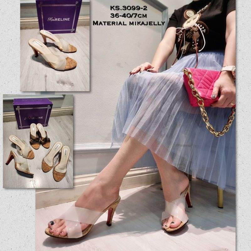 Sandal wanita heels 30992 tinggi hak 7 cm