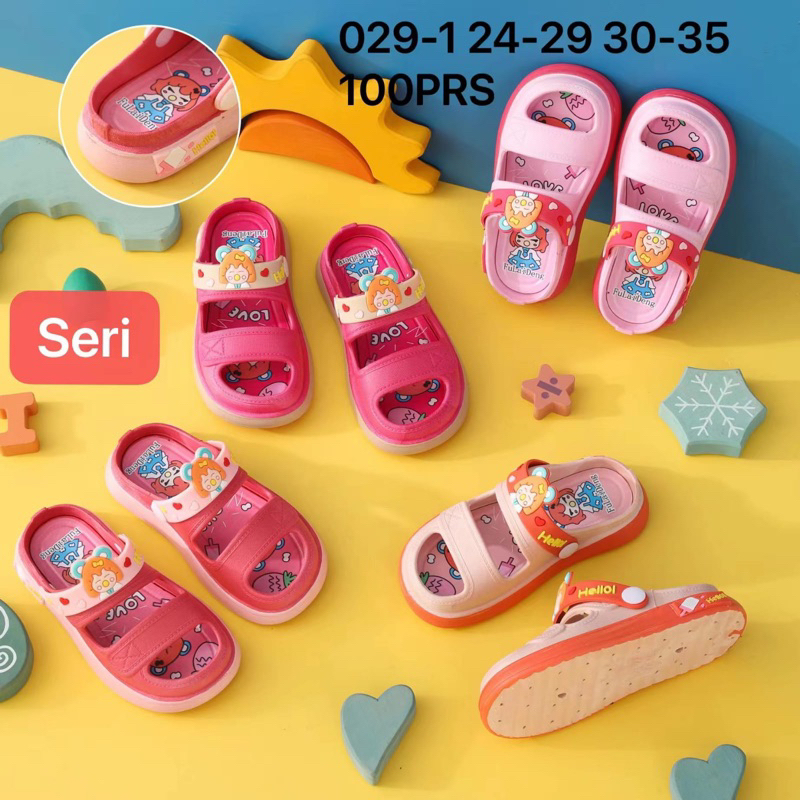 SANDAL VIRAL ANAK CEWEK BAN DUA JELLY KARET MOTIF DAISY