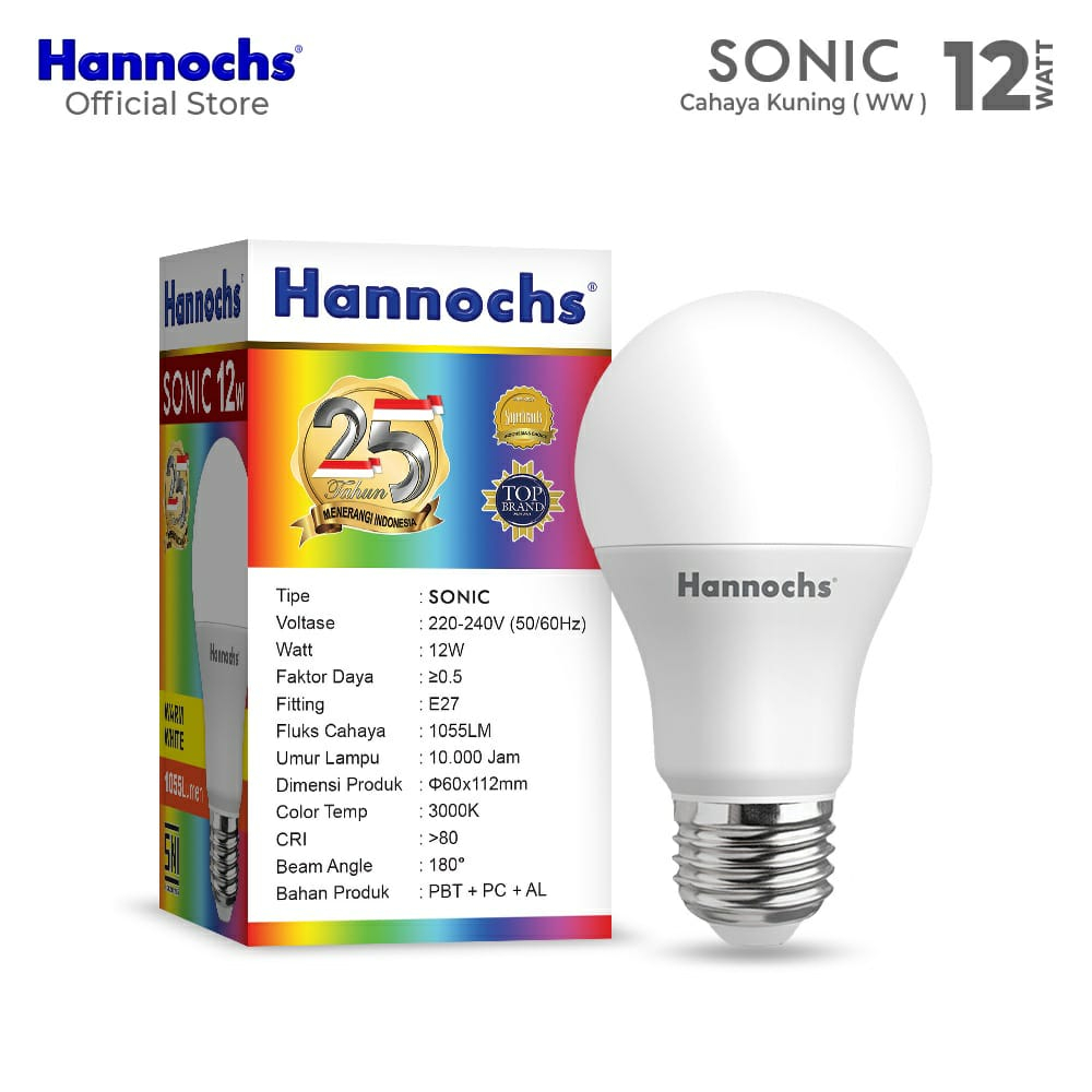 (JB99) Hannochs Lampu LED Sonic 12 Watt - Cahaya Kuning