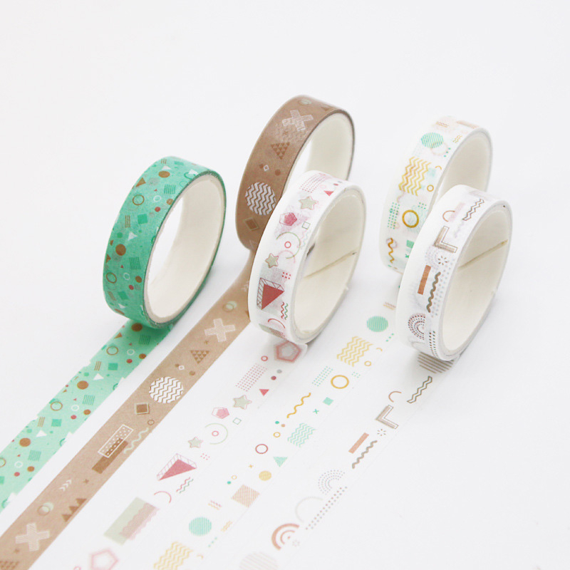 COD✨5Pcs/Set Washi Tape DIY Decorative Stickers Selotip Vintage Aesthetic lucu Kreatif/Solatip Diary Scrapbooking DIY Warna Solid Untuk Alat Tulis-Yimer