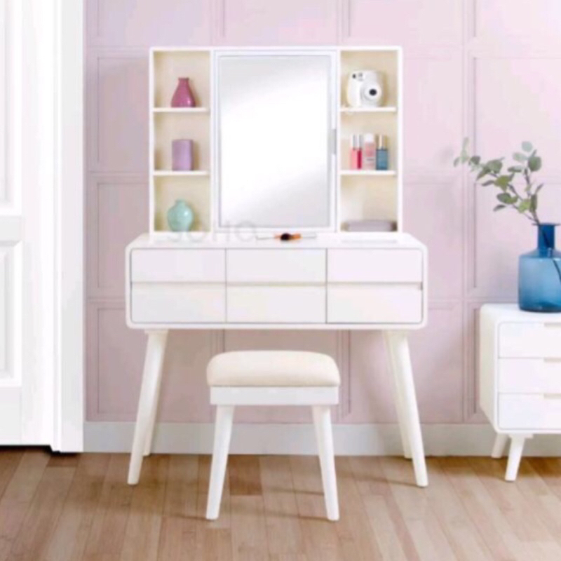 MEJA RIAS KAYU ASLI SOLID DENGAN CAT DUCO PUTIH | MEJA RIAS PUTIH