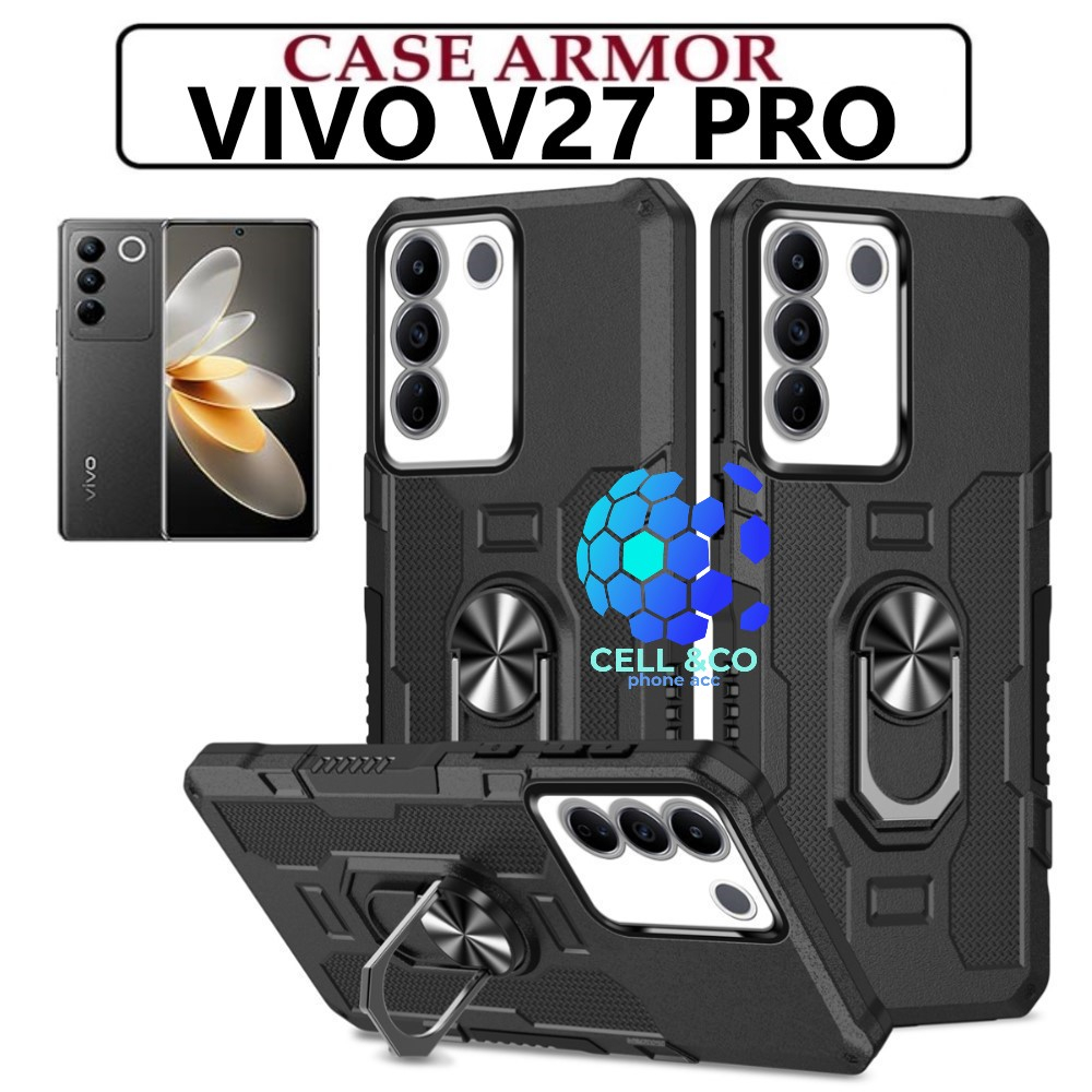 Case Armor VIVO V27 PRO Iring Cincin Magnetic Kesing Hp Protect kamera Premium Hard Case Standing Robot Pelindung Kamera VIVO V27 PRO