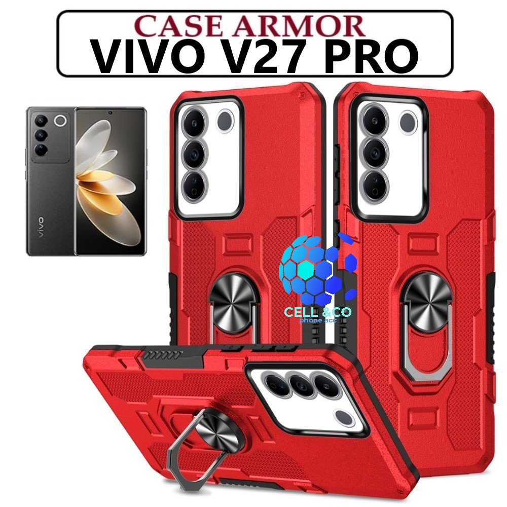 Case Armor VIVO V27 PRO Iring Cincin Magnetic Kesing Hp Protect kamera Premium Hard Case Standing Robot Pelindung Kamera VIVO V27 PRO