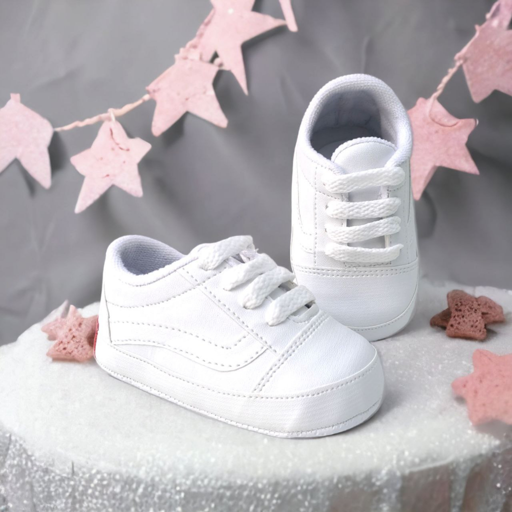 Sepatu Bayi Perempuan Laki-laki Usia 6 12 Bulan Sneakers VAN'S White