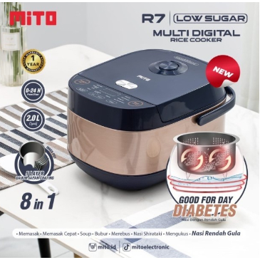 Mito Rice Cooker Digital 2L R7 Low Sugar 8in1 Rendah Gula Low Carbo